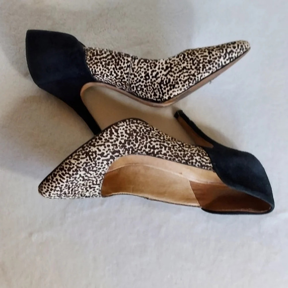 Madewell‎ Maddie Speckled Calf Hair Black Suede Pointed Toe Heels - Picture 8 of 13
